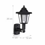 Set 2 lampi solare, senzor de lumina, panou solar, buton on-off, negru, 12 x 17 x 25 cm - imagine 2
