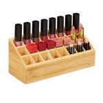 Organizator cosmetice bambus, 24 compartimente, bambus, maro natur, 23 x 9 x 10 cm
