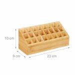 Organizator cosmetice bambus, 24 compartimente, bambus, maro natur, 23 x 9 x 10 cm - imagine 2
