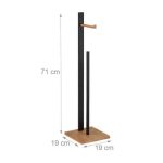 Suport hartie igienica, loc depozitare 5 rezerve, bambus, negru/maro natur, 19 X 19 X 71 cm - imagine 2