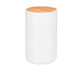 Cos de gunoi, multifunctional, capac din bambus, 5,5 L, alb/maro natur, 26,5 x 18 cm - imagine 4