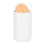 Cos de gunoi, multifunctional, capac din bambus, 5,5 L, alb/maro natur, 26,5 x 18 cm - imagine 6