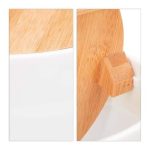 Cos de gunoi, multifunctional, capac din bambus, 5,5 L, alb/maro natur, 26,5 x 18 cm - imagine 8