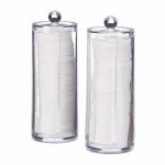 Set 2 suporturi organizare/depozitare dischete demachiante, acril, transparent, 19 x ø 6,5 cm