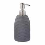 Dispenser-dozator sapun lichid, polirasina, pompa inox, 300 ml, gri, 18 x 8 cm