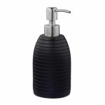 Dispenser-dozator sapun lichid, polirasina, pompa inox, 300 ml, negru, 18 x 8 cm