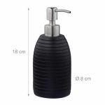 Dispenser-dozator sapun lichid, polirasina, pompa inox, 300 ml, negru, 18 x 8 cm - imagine 3