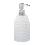 Dispenser-dozator sapun lichid, polirasina, pompa inox, 300 ml, alb, 18 x 8 cm