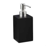 Dispenser sapun lichid, polirasina, cap pompa din inox, negru, 300 ml, 17,5 x 7 x 8 cm