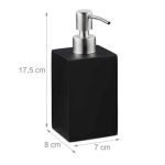Dispenser sapun lichid, polirasina, cap pompa din inox, negru, 300 ml, 17,5 x 7 x 8 cm - imagine 6