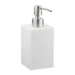 Dispenser sapun lichid, polirasina, cap pompa din inox, alb, 300 ml, 17,5 x 7 x 8 cm