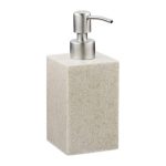 Dispenser sapun lichid, polirasina, cap pompa din inox, crem, 300 ml, 17,5 x 7 x 8 cm