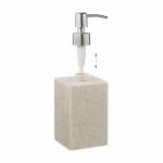 Dispenser sapun lichid, polirasina, cap pompa din inox, crem, 300 ml, 17,5 x 7 x 8 cm - imagine 2