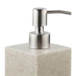 Dispenser sapun lichid, polirasina, cap pompa din inox, crem, 300 ml, 17,5 x 7 x 8 cm - imagine 3