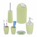 Set accesorii baie, 6 piese, verde/argintiu