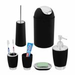 Set accesorii de baie, 6 piese, negru