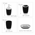 Set accesorii de baie, 6 piese, negru - imagine 2