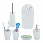 Set accesorii de baie, 6 piese, alb