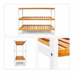 Pantofar tip bancuta, 3 rafturi, bambus, maro natur/alb, 70 x 24.5 x 54.5 cm - imagine 5