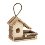 Casuta rustica decorativa suspendata pentru pasari, lemn, 29 x 20 x 12 cm