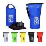 Geanta impermeabila, pentru plaja sau drumetii, rezistenta la praf si umiditate, PVC robust, 20 L, albastru/negru/alb, 25 x 0.5 x 60 cm