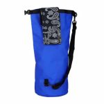Geanta impermeabila, pentru plaja sau drumetii, rezistenta la praf si umiditate, PVC robust, 20 L, albastru/negru/alb, 25 x 0.5 x 60 cm - imagine 7