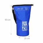 Geanta impermeabila, pentru plaja sau drumetii, rezistenta la praf si umiditate, PVC robust, 20 L, albastru/negru/alb, 25 x 0.5 x 60 cm - imagine 2