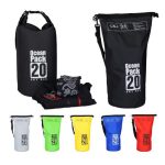 Geanta impermeabila, pentru plaja sau drumetii, rezistenta la praf si umiditate, PVC robust, 20 L, negru/alb, 25 x 0.5 x 60 cm