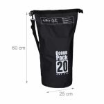 Geanta impermeabila, pentru plaja sau drumetii, rezistenta la praf si umiditate, PVC robust, 20 L, negru/alb, 25 x 0.5 x 60 cm - imagine 2