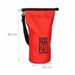 Geanta impermeabila, pentru plaja sau drumetii, rezistenta la praf si umiditate, PVC robust, 20 L, rosu/negru, 25 x 0.5 x 60 cm - imagine 2
