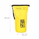 Geanta impermeabila, pentru plaja sau drumetii, rezistenta la praf si umiditate, PVC robust, 20 L, galben/negru, 25 x 0.5 x 60 cm - imagine 2