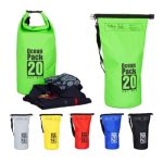 Geanta impermeabila, pentru plaja sau drumetii, rezistenta la praf si umiditate, PVC robust, 20 L, verde/negru, 25 x 0.5 x 60 cm