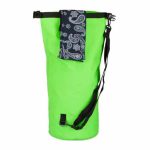 Geanta impermeabila, pentru plaja sau drumetii, rezistenta la praf si umiditate, PVC robust, 20 L, verde/negru, 25 x 0.5 x 60 cm - imagine 7