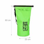 Geanta impermeabila, pentru plaja sau drumetii, rezistenta la praf si umiditate, PVC robust, 20 L, verde/negru, 25 x 0.5 x 60 cm - imagine 2