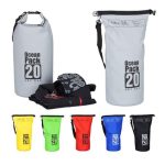 Geanta impermeabila, pentru plaja sau drumetii, rezistenta la praf si umiditate, PVC robust, 20 L, gri/negru, 25 x 0.5 x 60 cm