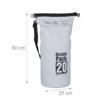 Geanta impermeabila, pentru plaja sau drumetii, rezistenta la praf si umiditate, PVC robust, 20 L, gri/negru, 25 x 0.5 x 60 cm - imagine 2