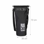 Geanta impermeabila, pentru plaja sau drumetii, rezistenta la praf si umiditate, PVC robust, 30 L, negru/alb, 38 x 0.5 x 72 cm - imagine 2