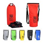 Geanta impermeabila, pentru plaja sau drumetii, rezistenta la praf si umiditate, PVC robust, 30 L, rosu/negru, 38 x 0.5 x 72 cm