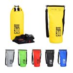 Geanta impermeabila, pentru plaja sau drumetii, rezistenta la praf si umiditate, PVC robust, 30 L, galben/negru, 38 x 0.5 x 72 cm