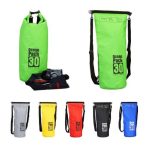 Geanta impermeabila, pentru plaja sau drumetii, rezistenta la praf si umiditate, PVC robust, 30 L, verde/negru, 38 x 0.5 x 72 cm