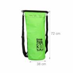 Geanta impermeabila, pentru plaja sau drumetii, rezistenta la praf si umiditate, PVC robust, 30 L, verde/negru, 38 x 0.5 x 72 cm - imagine 2