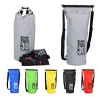 Geanta impermeabila, pentru plaja sau drumetii, rezistenta la praf si umiditate, PVC robust, 30 L, gri/negru, 38 x 0.5 x 72 cm