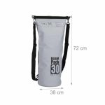 Geanta impermeabila, pentru plaja sau drumetii, rezistenta la praf si umiditate, PVC robust, 30 L, gri/negru, 38 x 0.5 x 72 cm - imagine 2