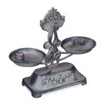 Cantar Rustic decorativ, 3 greutati 13g/27g/51g, fonta, 24 x 27 x 10,5 cm