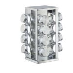 Set 16 recipiente condimente carusel cu suport rotativ din inox,argintiu - imagine 4