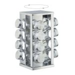 Set 16 recipiente condimente carusel cu suport rotativ din inox,argintiu - imagine 6