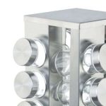 Set 16 recipiente condimente carusel cu suport rotativ din inox,argintiu - imagine 9
