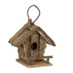 Casuta decorativa din lemn netratat pentru pasari, balcon sau terasa, culoare naturala, 20.5 x 17.5 x 28.5 cm