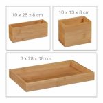 Set organizator de birou, 4 piese, din bambus natural, maro natur - imagine 3
