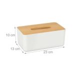 Suport servetele, capac bambus, alb, 10 x 23 x 13 cm - imagine 4